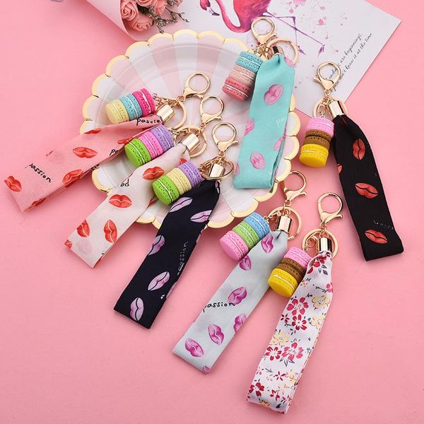 

keychains macaron cake keychain letter ribbon hand rope pendant k2278, Silver