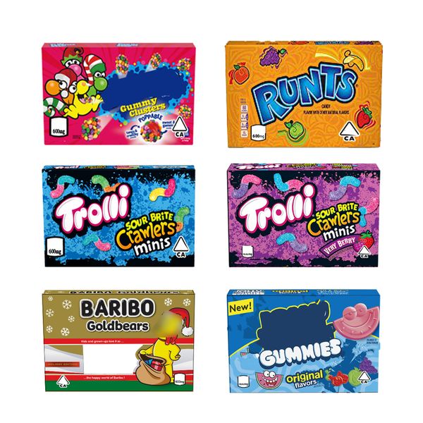 

stock sale trolli crawlers candy box bag pack baribo runtz gummy box with clear mylar bags medicated edibles packaging