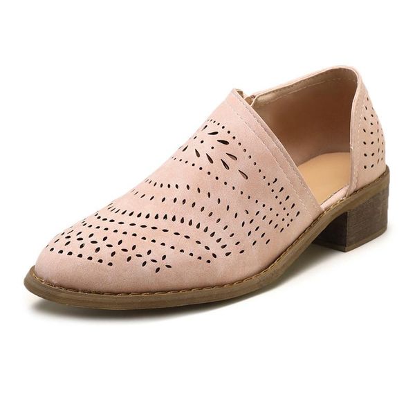 

dress shoes women pumps side hollow square low heel woman boat retro vintage out slip on casual female 623, Black