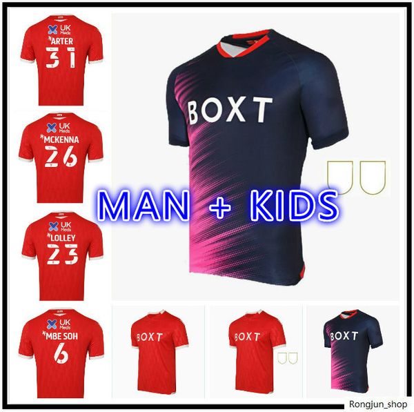 

man kids kit 21 22 nottingham forest soccer jerseys home away red blue lolley grabban 2021 2022 watson cash football shirt silva ameobi size, Black;yellow