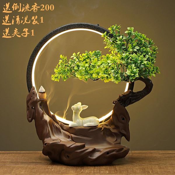 

large backflow lamp incens burner holder eletric statue led light incense sticks decoracion para el hogar ceramic bk50xx fragrance lamps