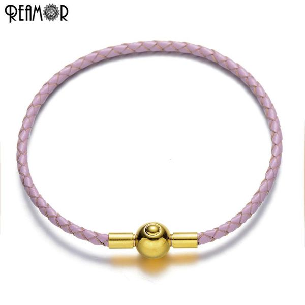 

charm bracelets reamor genuine leather braided women gold rose clasp & bangles for simple design bracelet jewelry, Golden;silver