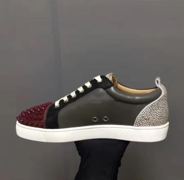 

fashion red sole shoes men's grey and wine red leather red sole sneakers orlato mastic sneakers sneakers, Black