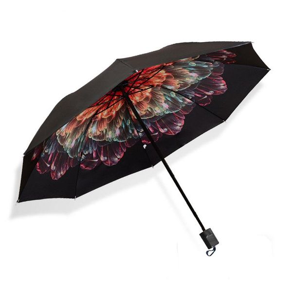 

umbrellas manual 3 folding umbrella rainy sunny parasol uv protection women sun portable windproof outdoor travel rain gear
