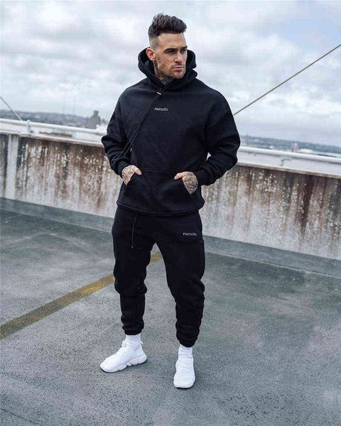 

new men hoodie set tracksuit sweatshirt sets cotton + sweatpants jogging homme pullover sweatsuit for men suits, Gray