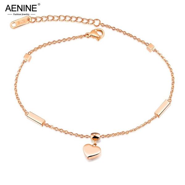 

anklets aenine heart & cube charm for women rose gold color stainless steel female foot bracelet friendship jewelry 19040, Red;blue