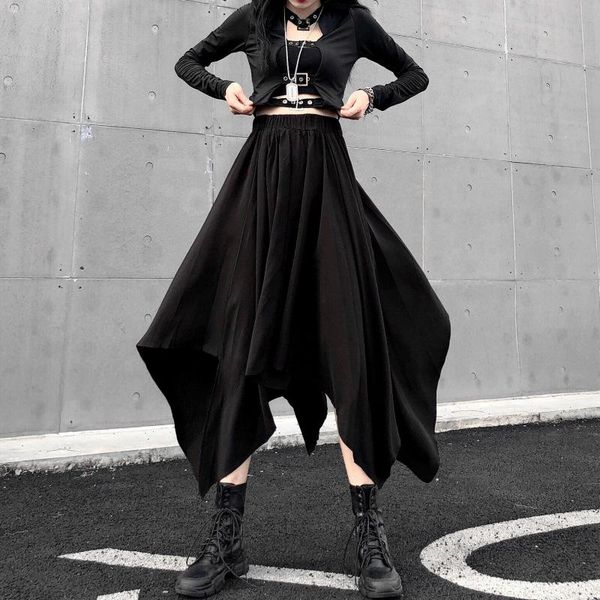 

skirts women's black skirt gothic autumn loose style asymmetrical harajuku steam punk a-line female middle ages vintage
