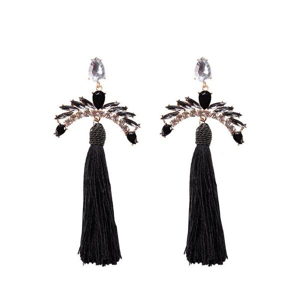 

dangle & chandelier fashion 2021 boho colorful crystal rhinestone drop earrings ethnic long tassel statement party jewelry, Silver
