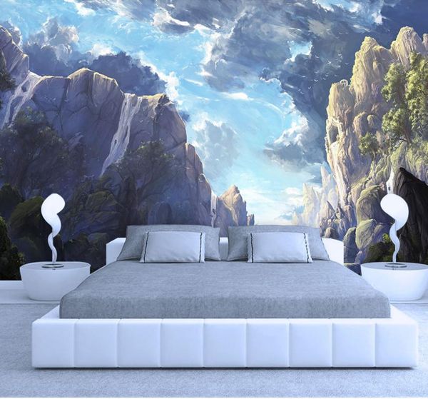 

wallpapers hand-painted wallpaper 3d modern landscape painting abstract art wall mural living room tv background bedroom 8d