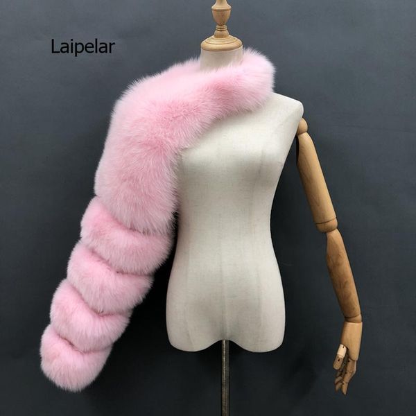 

women's leather & faux fur sleeve fashion luxury real coat single shawl clothing, Black