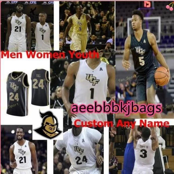 

ncaa college ucf knights basketball jersey 0 yuat alok bj taylor 1 tony johnson jr. 10 dayon griffin custom stitched, Black