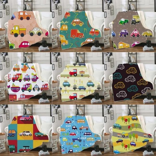 

hoodie blanket plush throw 3d cartoon car printed sherpa fleece microfiber 2021 gift drop blankets