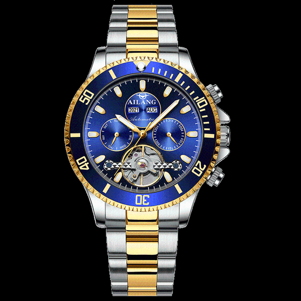 

wristwatches ailang 2021 fashion luxury skeleton relogio masculino stainless steel strap tourbillon luminous calendar sport men watches 8202, Slivery;brown