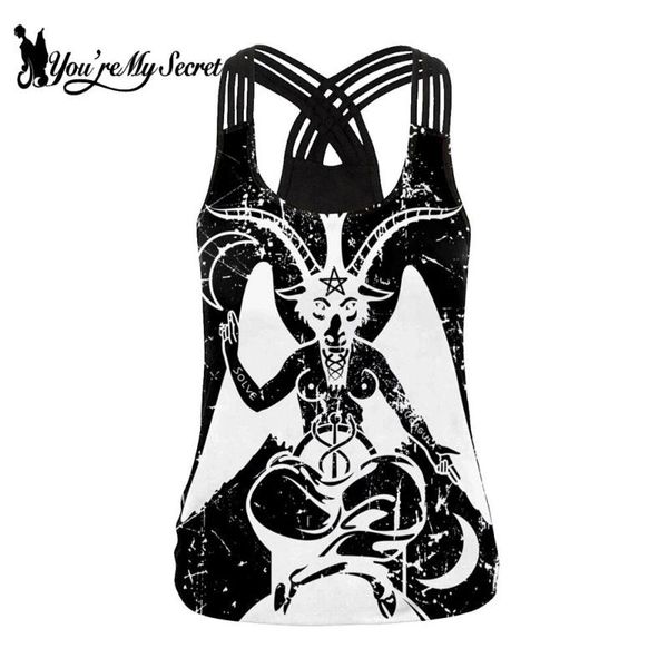 

women's tanks & camis [you're my secret] 2021 ouija tank satan devil vest witchcraft goat head gothic female black sling top, White