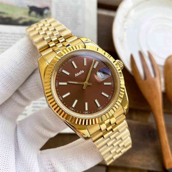 

luxury automatic mechanical men watches stainless steel original closure black watch dial diameter 41mm relogio, Slivery;brown