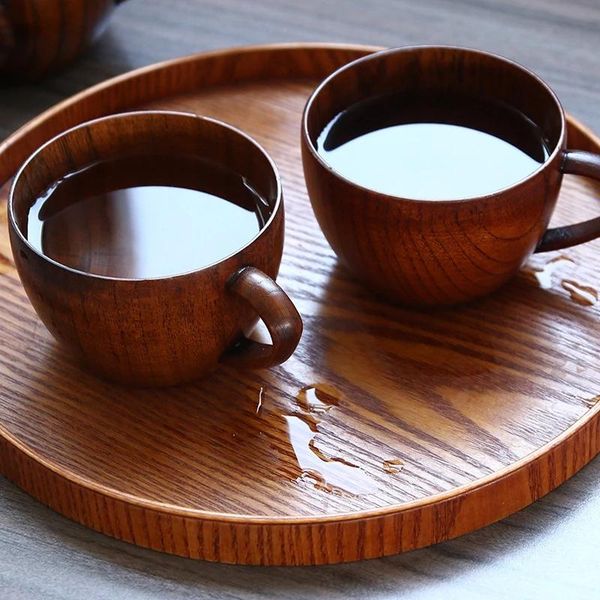 

mugs 260ml jujubewood tea beer coffee cup dining cups bar eco-friendly drinkware tableware 1pc/2pcs/4pcs wooden teacup with ears