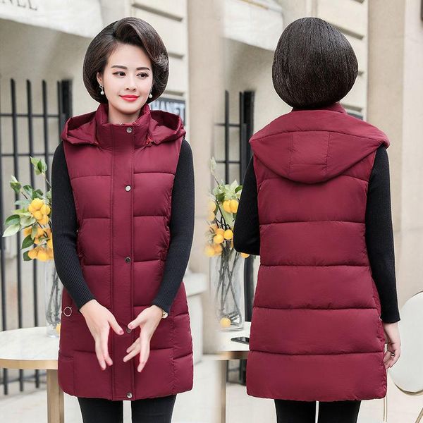 

women's vests 2021 spring women winter jacket parkas female hooded warm long vest coat ladies cotton padded feminina plus size 5xl q54, Black;white