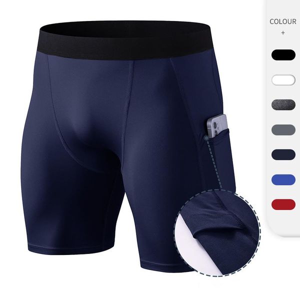 

men fitness quick dry shorts compression gym running tights super elastic moisture wicking sport leggings male workout underwear, Black;blue