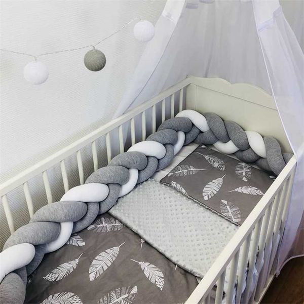 

100cm baby bed bumper knot warkocz do lozeczka braid pillow cushion crib 211025