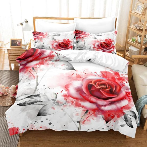 

bedding sets red flower rose set single twin full  king size flowers bed kid bedroom duvetcover 10
