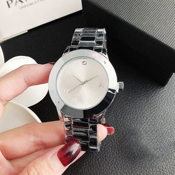 

watch women brand girl crystal big letters style metal steel band quartz wrist watches p68, Slivery;golden