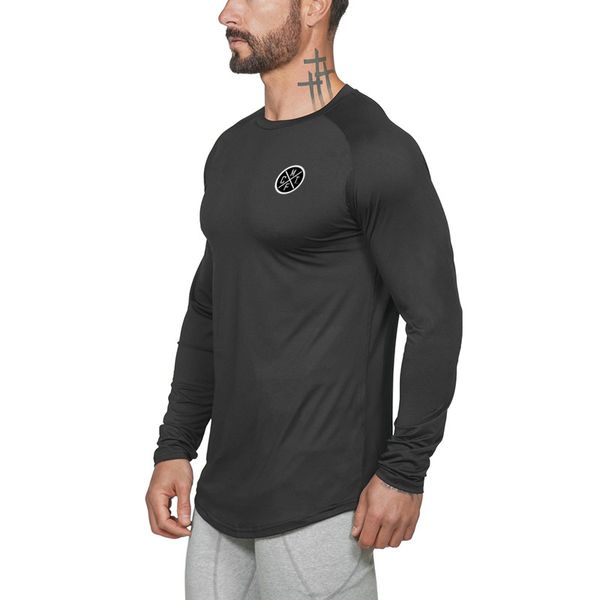 

new brand mesh long sleeve t shirt men fashion slim fit printed fitness t-shirt autumn o-neck solid quick dry hip hop tshirt 210421, White;black