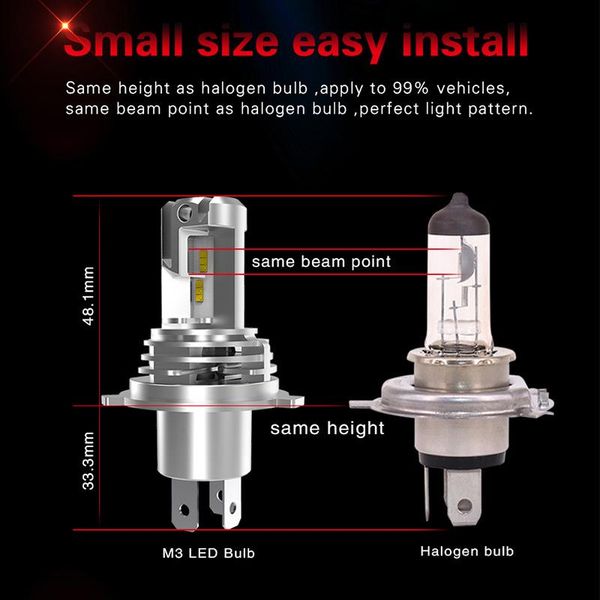 

car headlights h4 direct plug-in led headlight lossless installation headlamp refit lamp