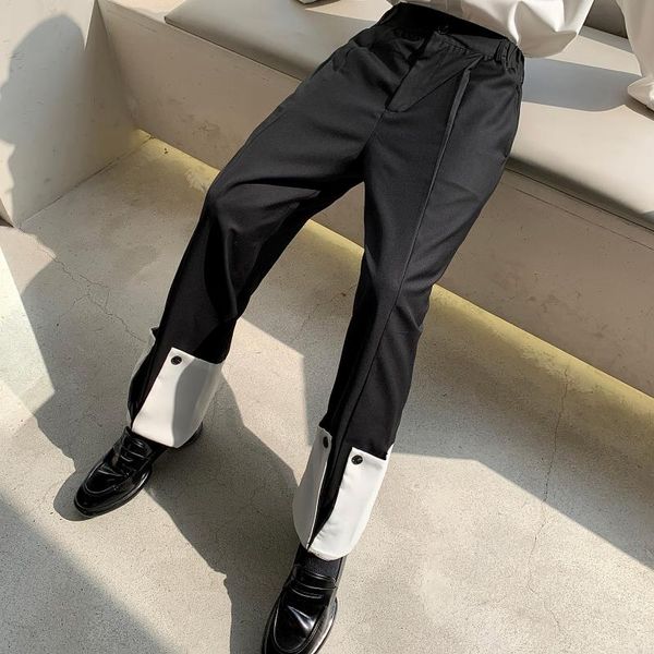 

men clothing fashion niche design hip hop black and white stitching straight pants plus size singer costumes 27-46 men's
