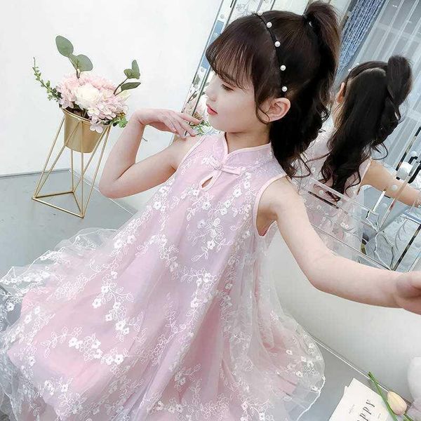 

girl's dresses summer girls dress 2 children's clothing 11 clothes 5 children 9 retro cheongsam little girl net yarn 8 kids 7 year, Red;yellow