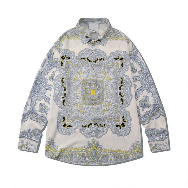 

bandana shirt men long sleeve turn-down collar men's shirts male top, White;black