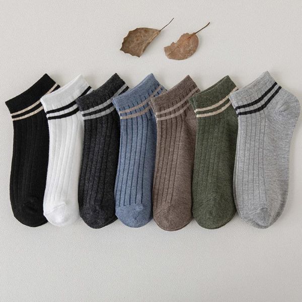 

pairs/lot breathable men's cotton socks striped style ankle invisible male boat spring/summer short boys, Black