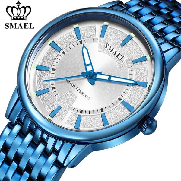 

wristwatches smael watches men brand fashion business male stainless steel watch waterproof wristwatch men's clock blue relogio masculi, Slivery;brown