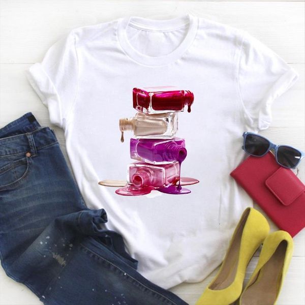 

3d fingernail beauty fashion 90s womens t shirt clothing summer tee clothes graphic, White