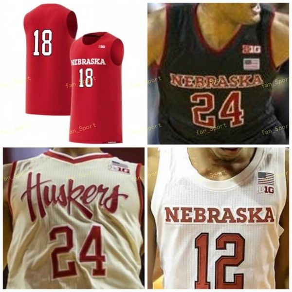 

ncaa college nebraska cornhuskers basketball jersey 34 thorir thorbjarnarson 45 brady heiman 42 dave hoppen 22 stu lantz 10 tyronn lue custo, Black