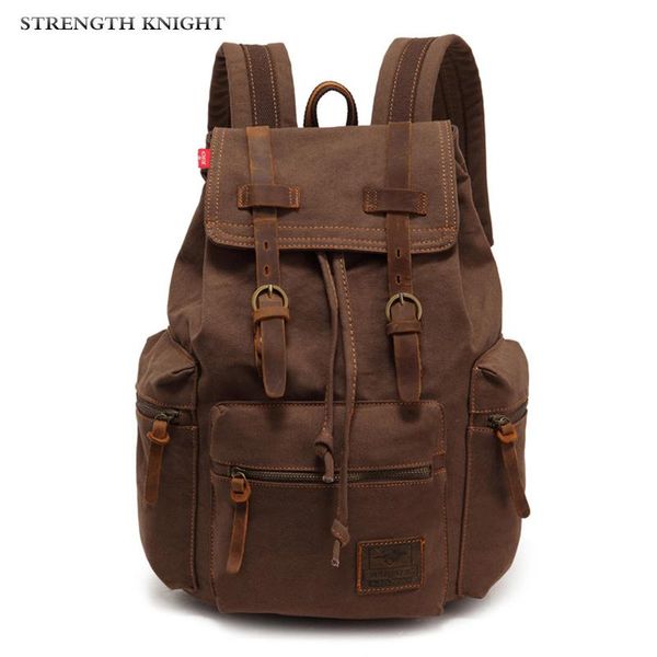

backpack fashion men's vintage canvas school bag travel bags large capacity laptop
