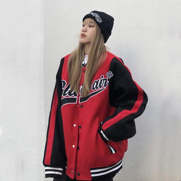 

novo bordado retalhos 2021 oversized coat jaqueta de beisebol masculina e feminina solta hip hop rua moda woman women's jackets, Black;brown