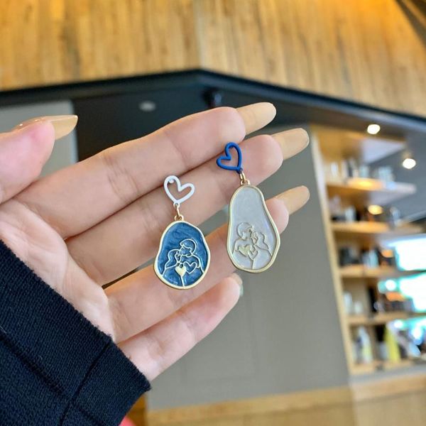 

stud hong kong style retro hit color earrings sweet hollow love ear ins temperament trendy female clip, Golden;silver