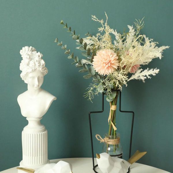 

white artificial flowers silk dandelion plastic eucalyptus hybrid bouquet wedding home decoration fake flower decorative & wrea