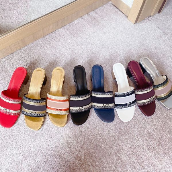 

embroidery fairy style designer open-toe sandals luxury letters women slippers sandal elegant high heels resort daily beach shoes outdoor fl, Black
