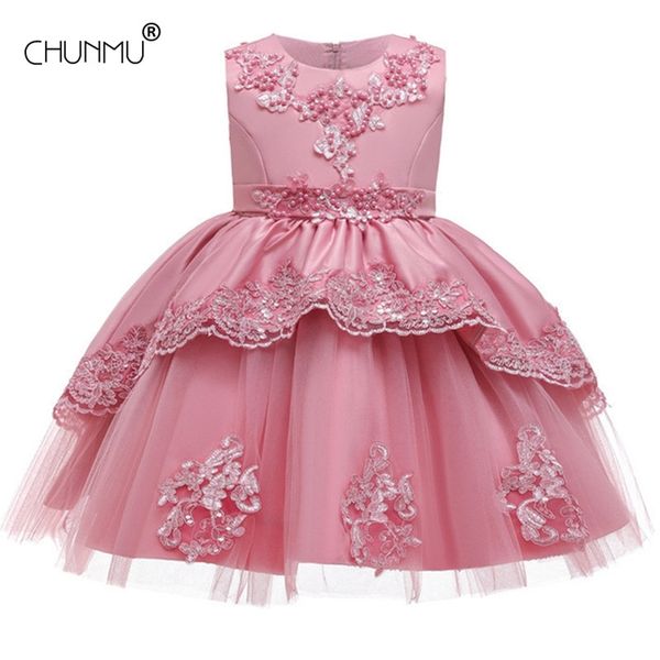 

flower girl dress baptismal for infant petal elegant lace tutu s wedding es 3-10 years princess baby 210508, Red;yellow