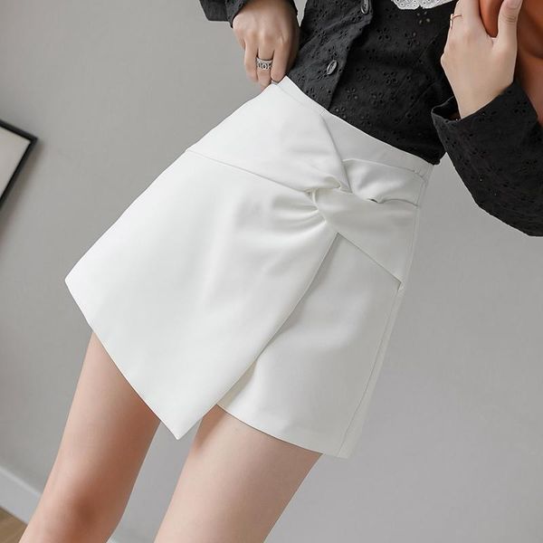 

women's shorts limiguyue elegant irregular skirt women spring summer chic bow twist high waist short fashion wide leg casual k545, White;black