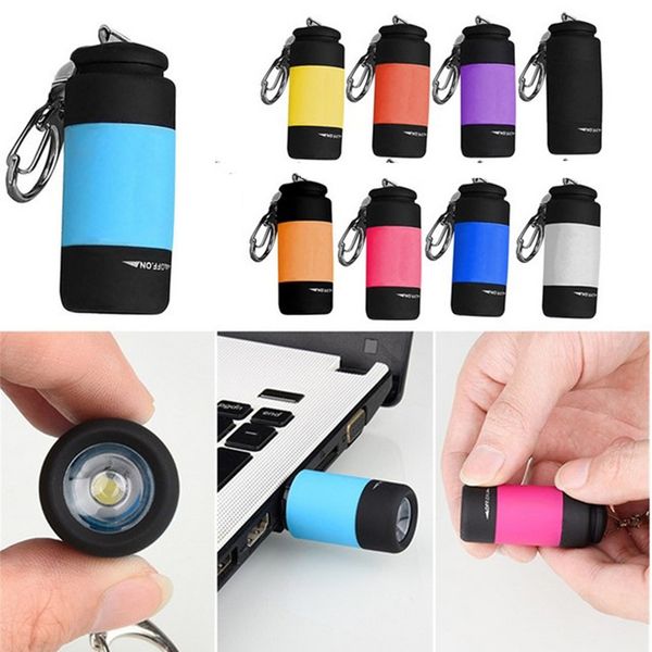 

mini usb rechargeable torch led light flashlight lamp pocket keychain torch, Silver