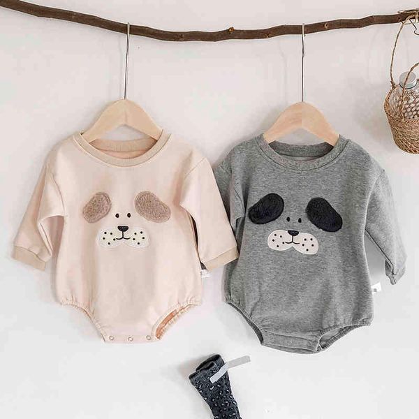 

autumn winter born boys girls jumpsuits clothes baby dog knit rompers knitted long sleeve thicken children 210429, Blue