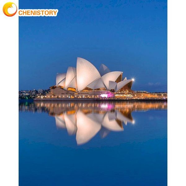 

paintings chenistory sydney opera house landscape oil po by numbers for adults unique gift handmade framed color draw on canvas