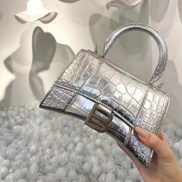 

2021 b-word crocodile pattern net red hourglass fashion leather women's bag one shoulder messenger handbag