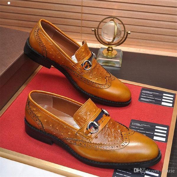 

a1 21ss formal dress for gentle luxury men genuine leather shoes pointed toe mens designer business oxfords casual shoe, Black