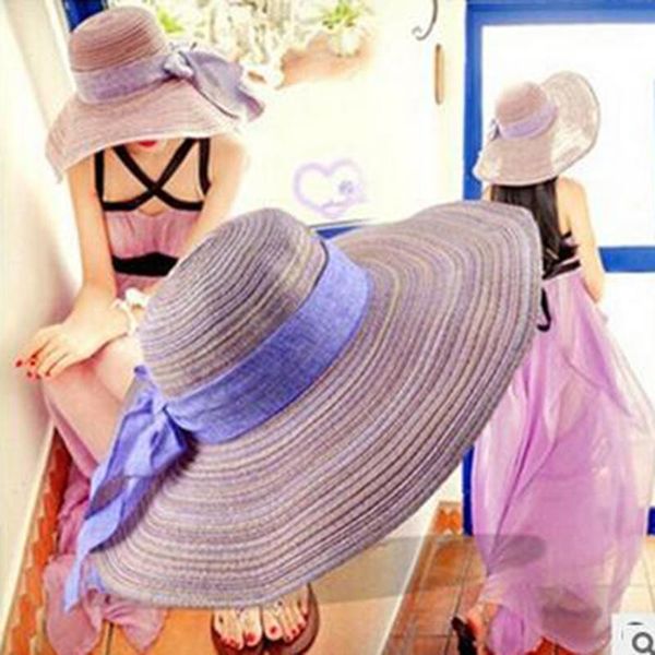 

summer hats for women foldable beach hat floppy straw sun ladies holiday visor cap with a wide brim fashion, Blue;gray