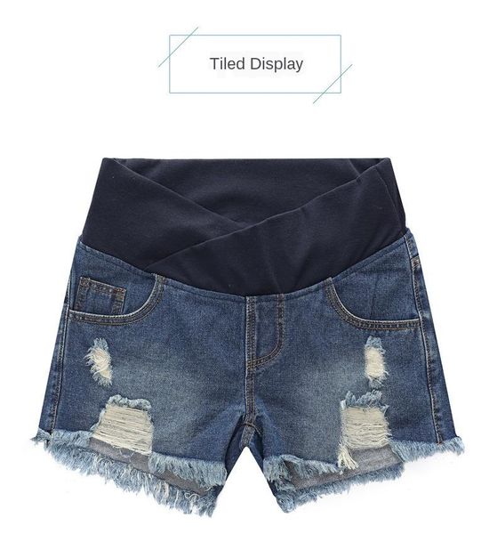 

maternity bottoms pregnant women's shorts summer wear low waist denim loose pants, White