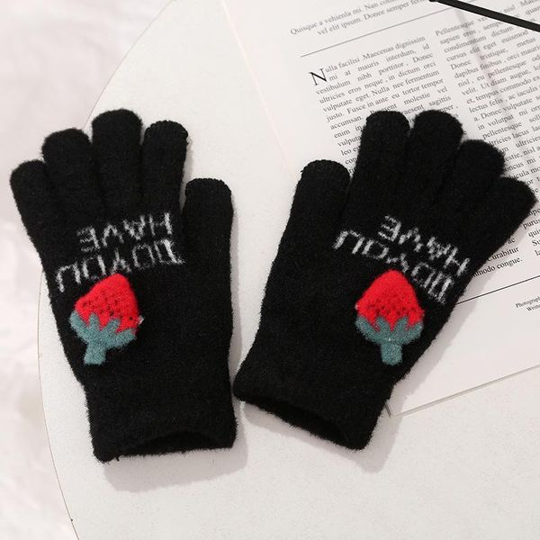 

five fingers gloves 2021 winter touchscreen women cashmere wool knitted warm thick mittens for mobile phone tablet pad, Blue;gray