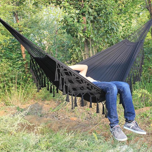 

macrame fringe hammock brazilian style double deluxe camp furniture